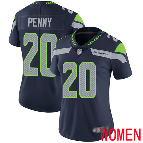 Seattle Seahawks Limited Navy Blue Women Rashaad Penny Home Jersey NFL Football 20 Vapor Untouchable